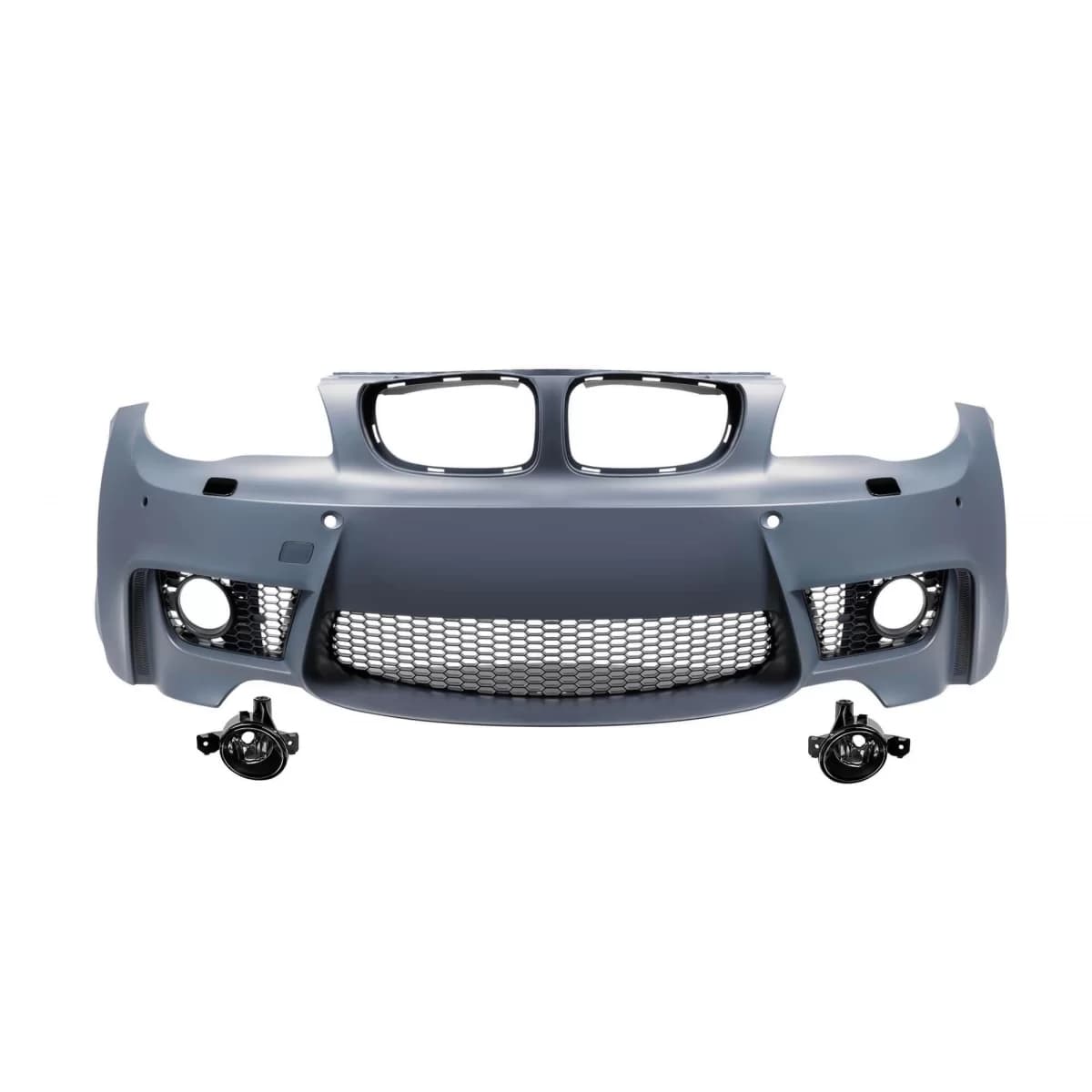 Front 1M bumper suitable for BMW 1 Series E87 2008-2011 with fog lights, left + right