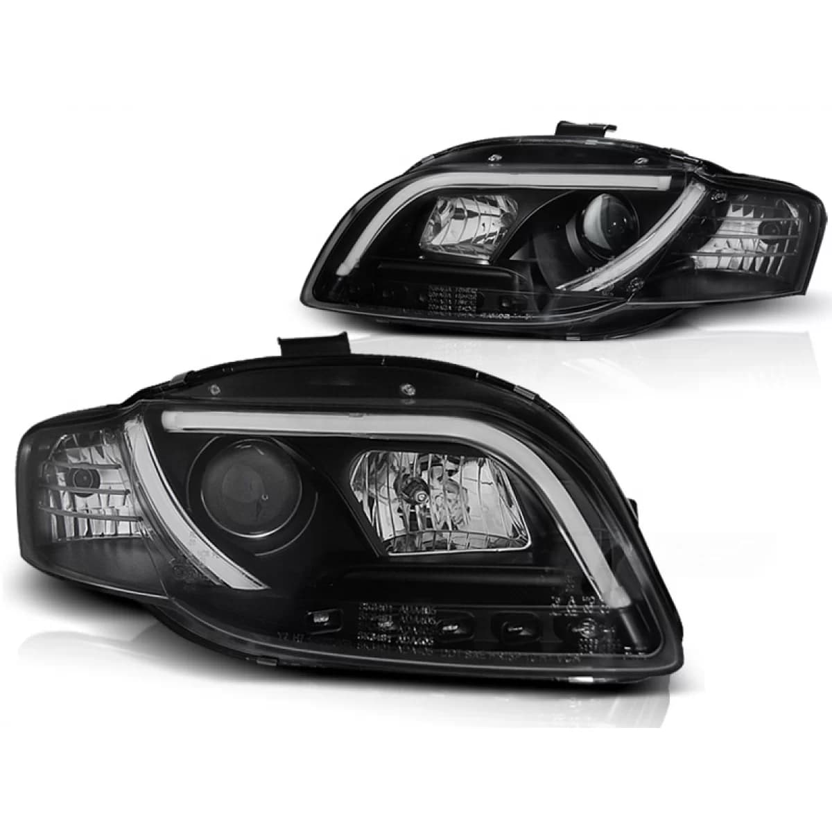 HEADLIGHTS TUBE LIGHT DRL BLACK fits AUDI A4 B7 11.04-03.08