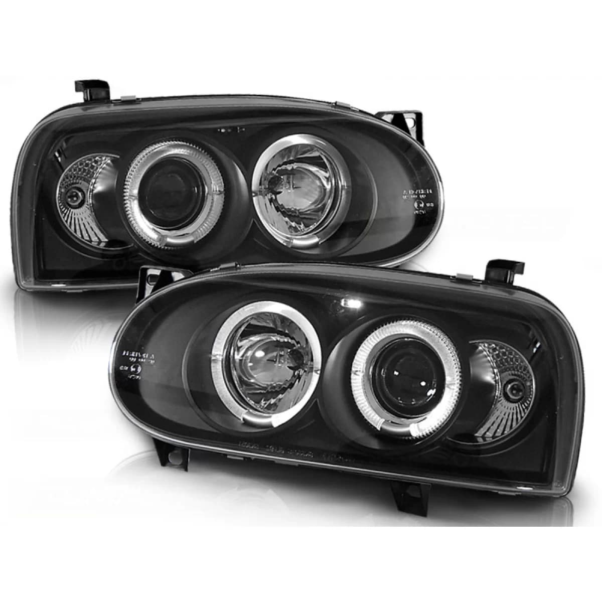 HEADLIGHTS ANGEL EYES BLACK fits VW GOLF 3 09.91-08.97