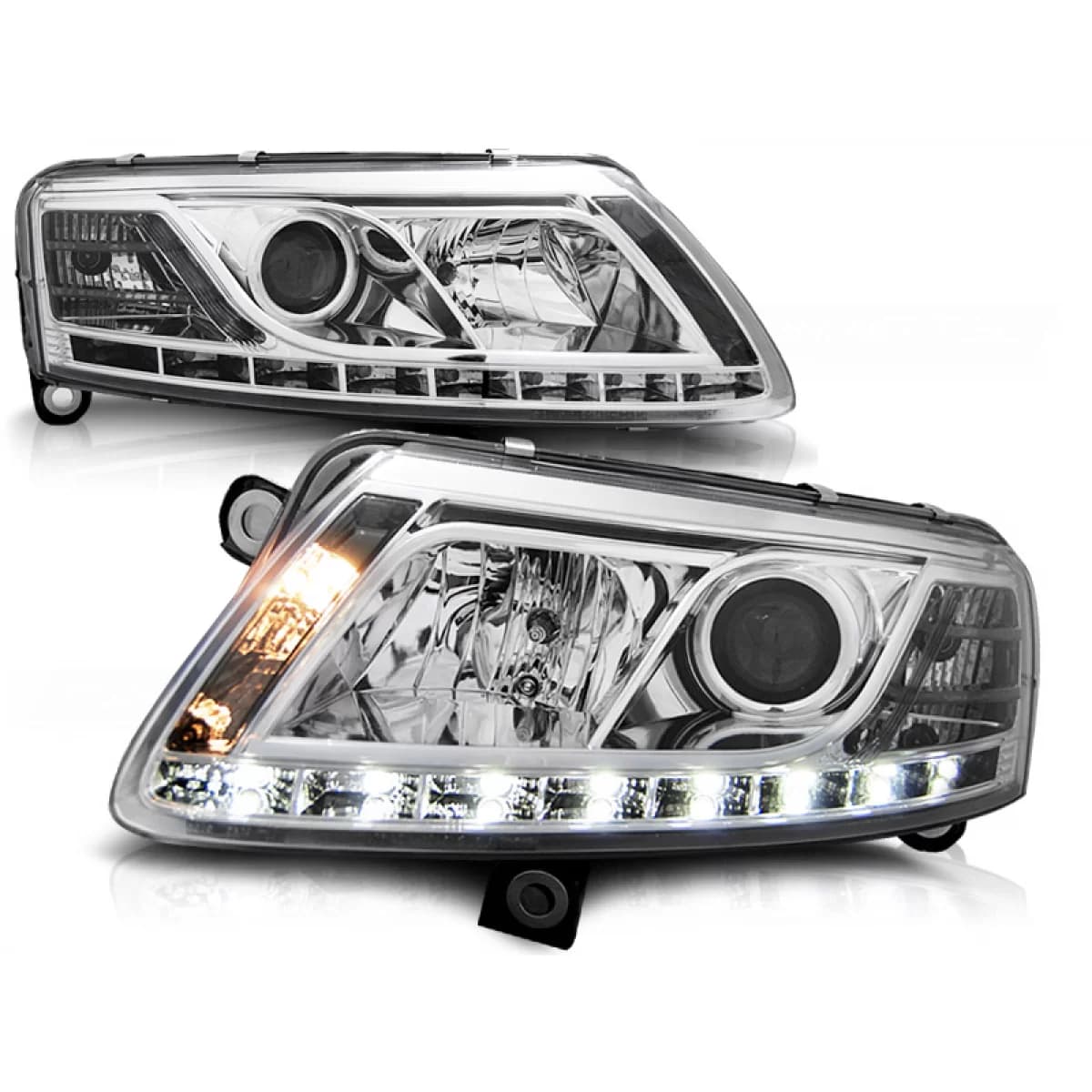 HEADLIGHTS TRUE DRL CHROME fits AUDI A6 C6 04.04-08