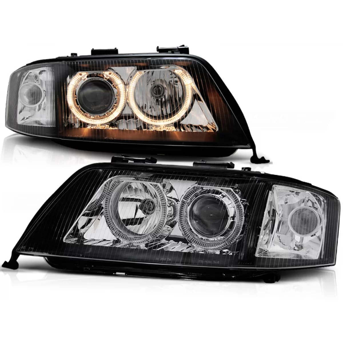 HEADLIGHTS ANGEL EYES BLACK fits AUDI A6 05.97-06.01