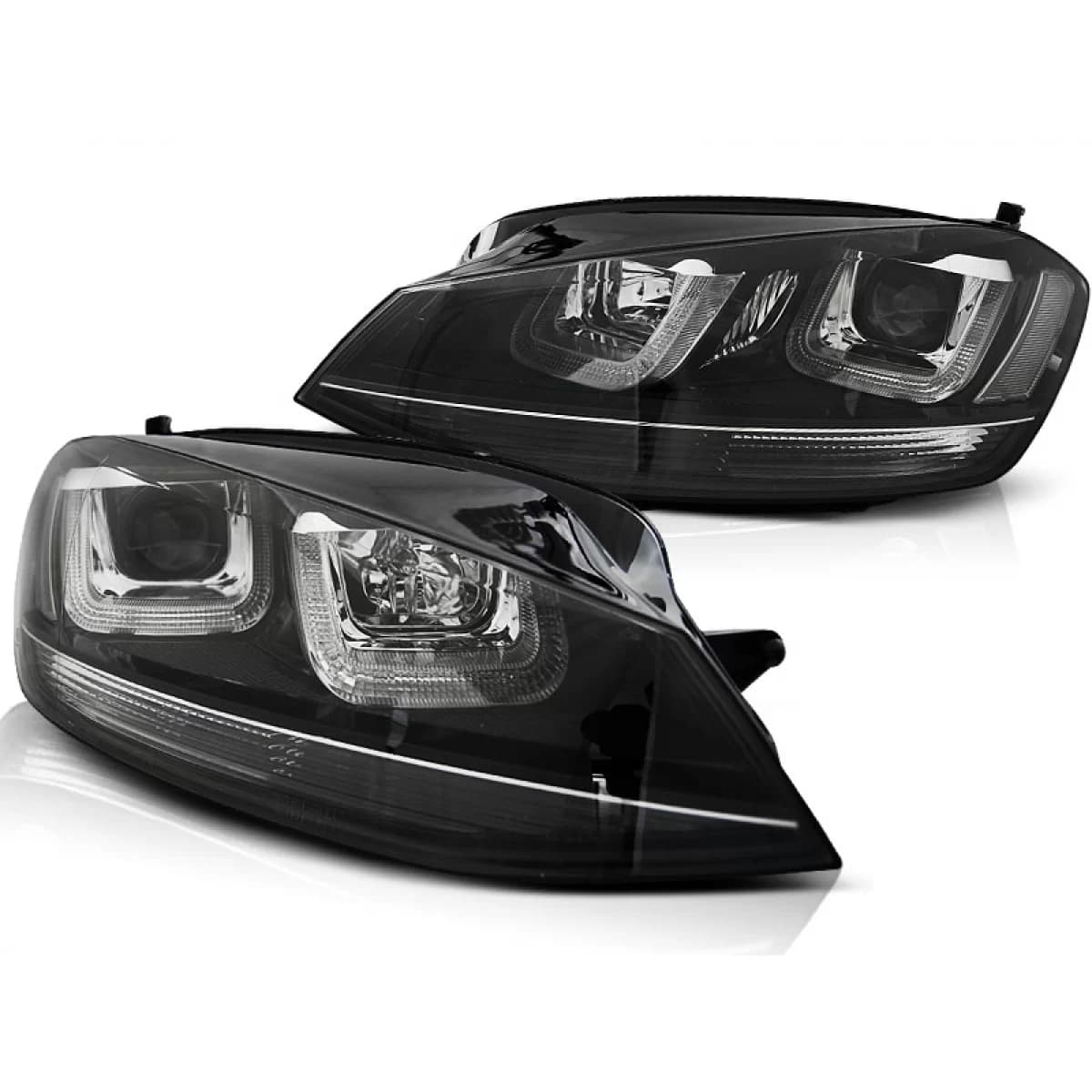 HEADLIGHTS U-LED LIGHT BLACK WITH BLACK LINE fits VW GOLF 7 11.12-17