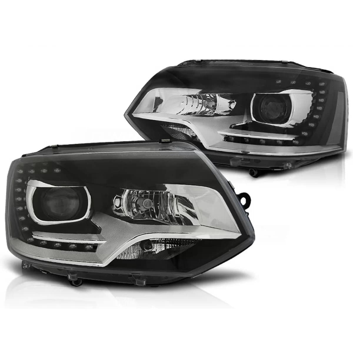 HEADLIGHTS TRUE DRL BLACK fits VW T5 10-15