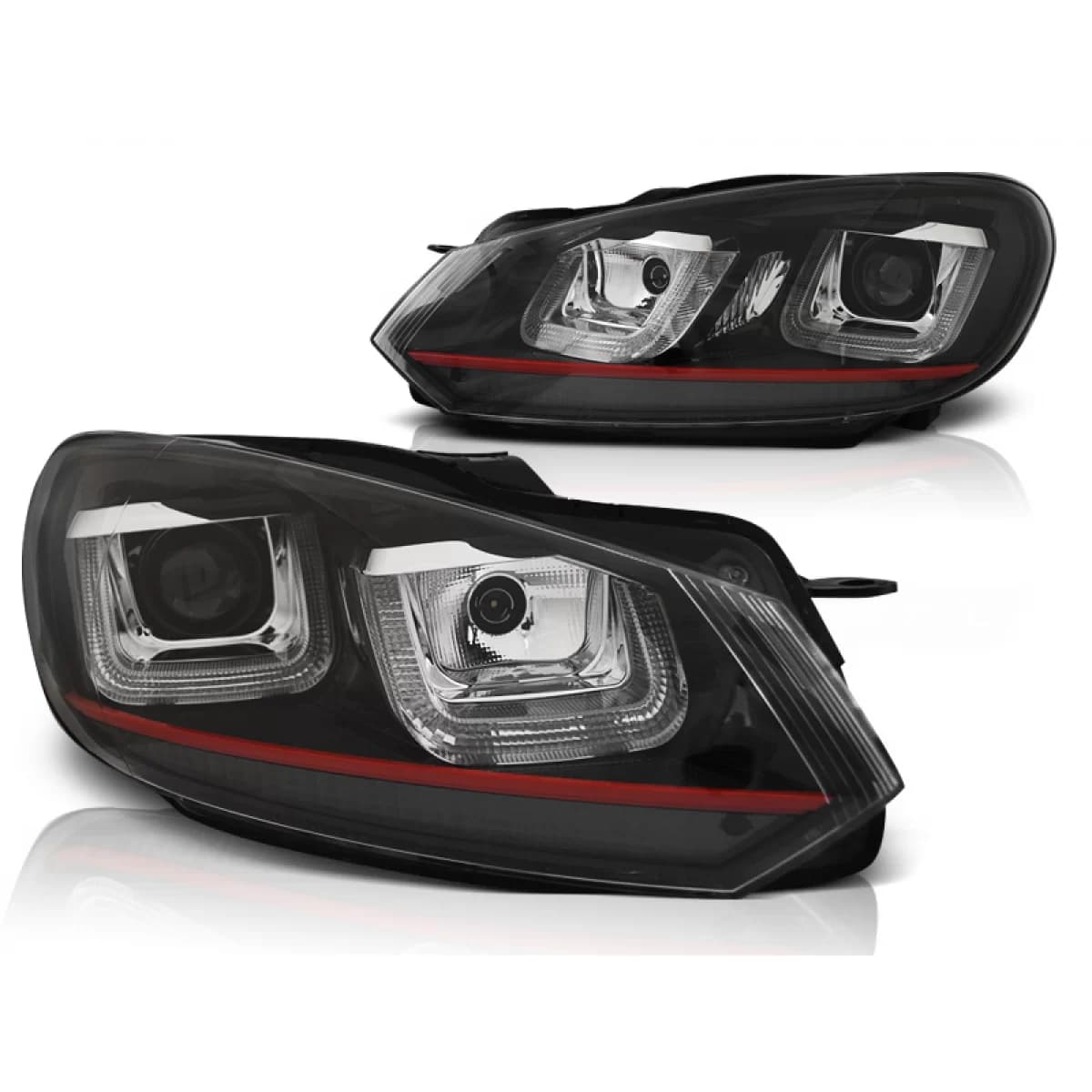 HEADLIGHTS U-LED LIGHT DRL BLACK RED LINE fits VW GOLF 6 08-12