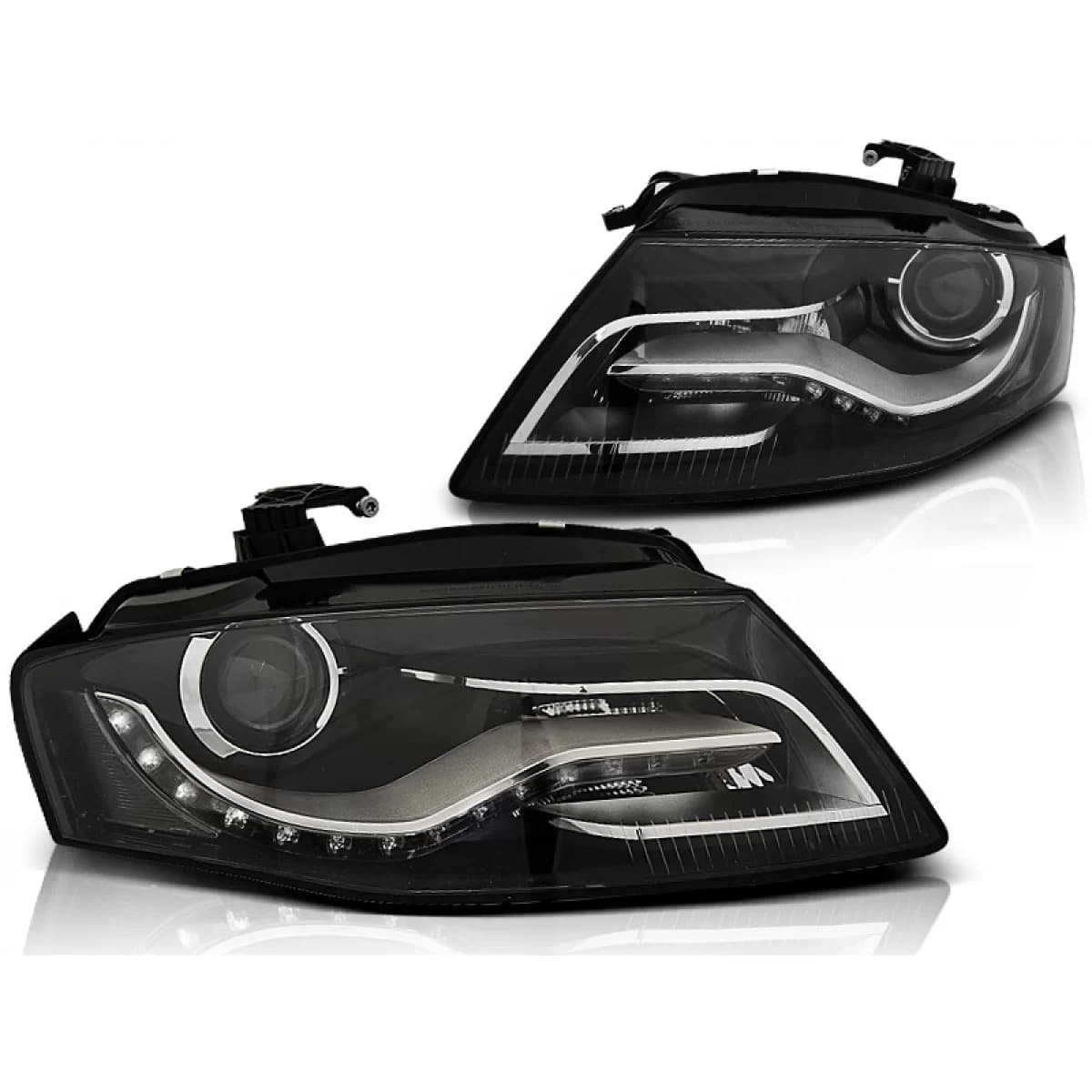 HEADLIGHTS TRUE DRL BLACK fits AUDI A4 B8 04.08- 11