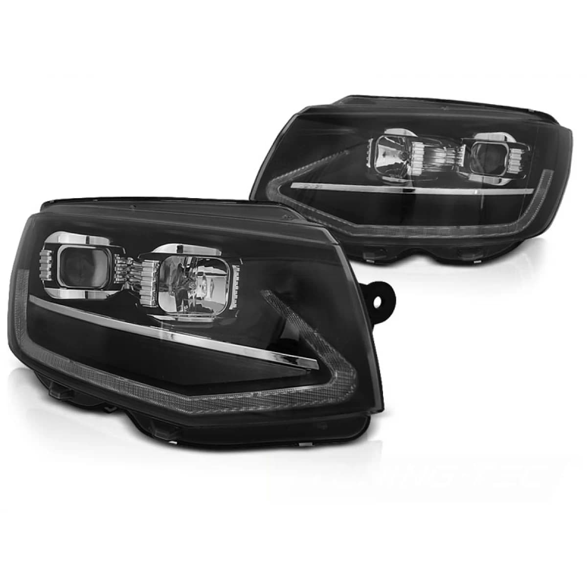 HEADLIGHTS TUBE LIGHT BLACK DRL SEQ fits VW T6 15-19
