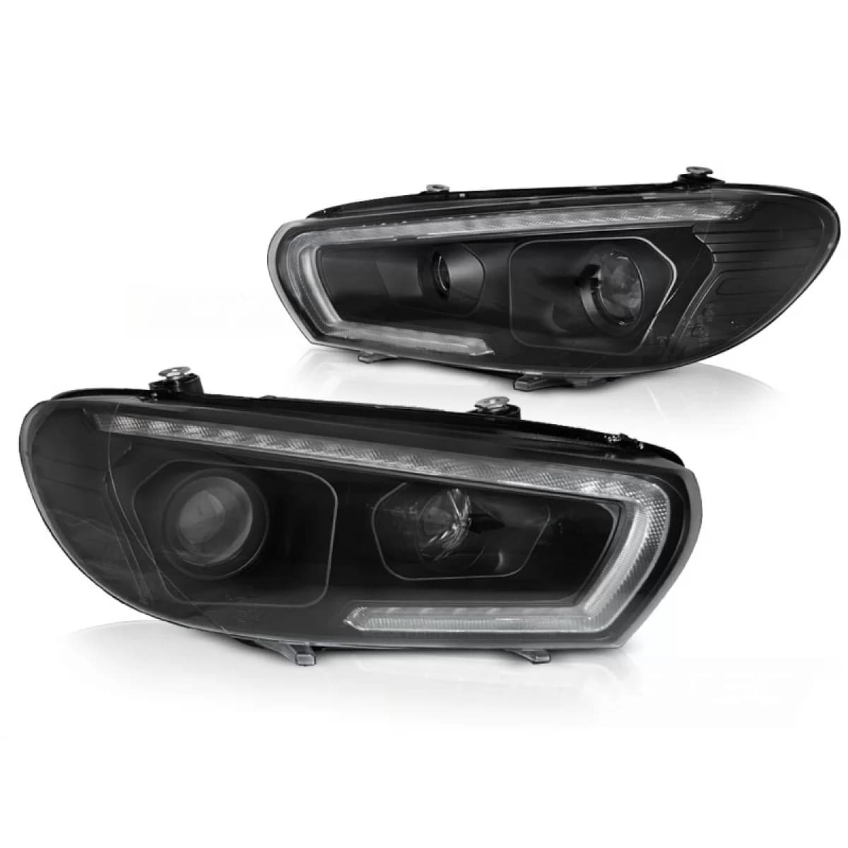 XEONON HEADLIGHTS TUBE SEQ LED BLACK fits VW SCIROCCO 08-04.14