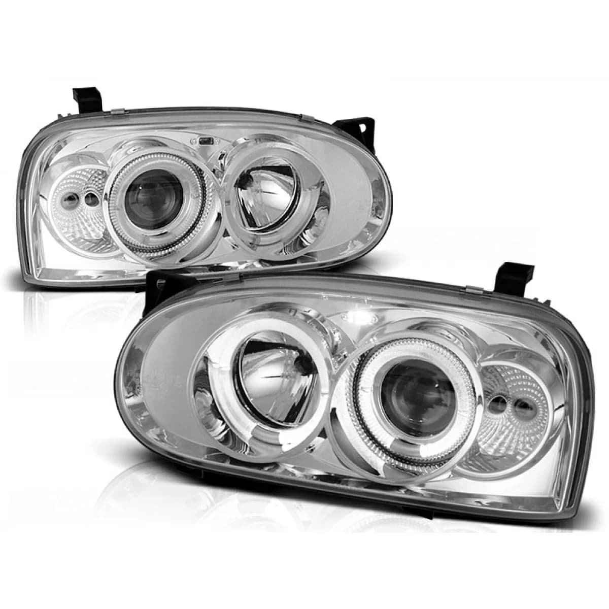 HEADLIGHTS ANGEL EYES CHROME fits VW GOLF 3 09.91-08.97