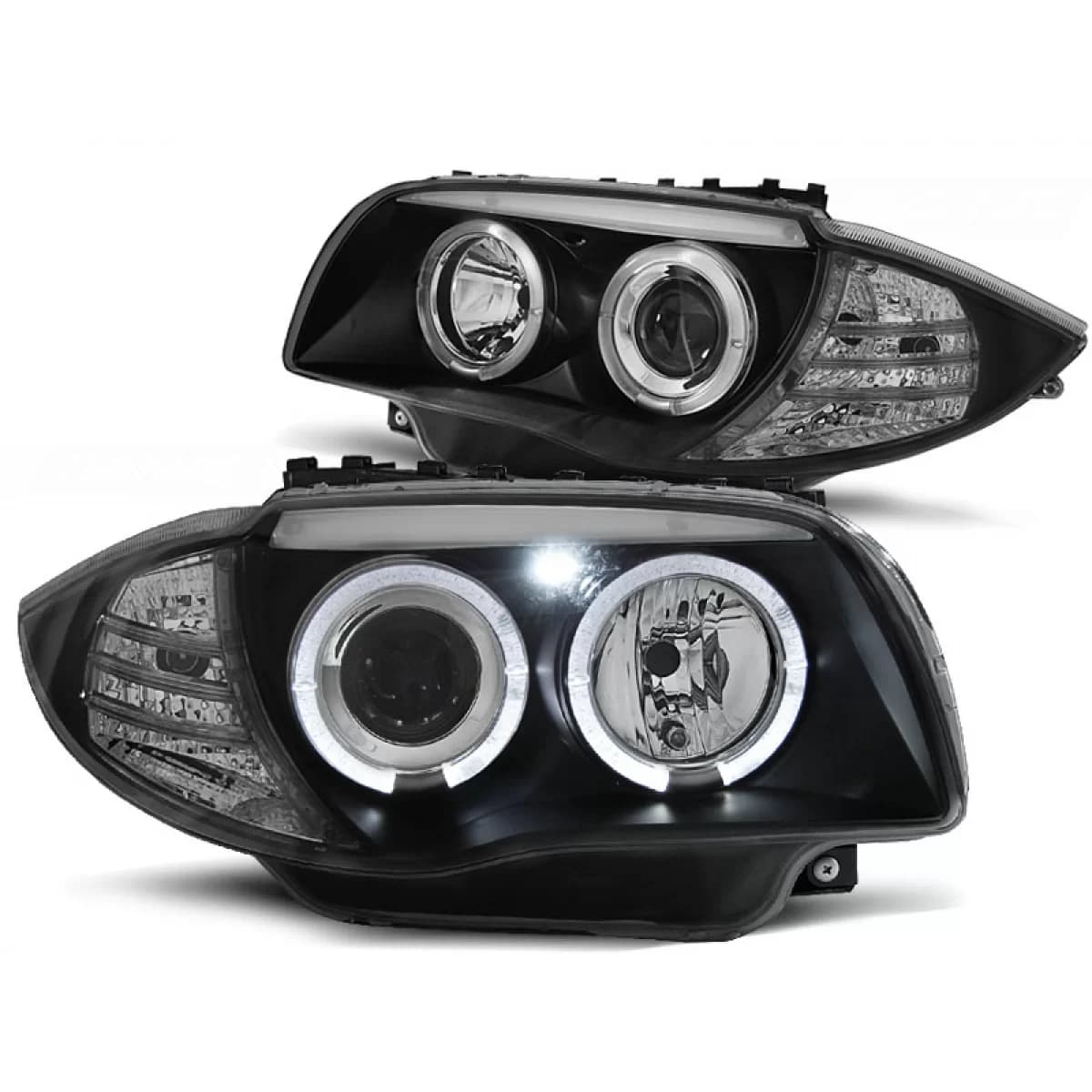 HEADLIGHTS ANGEL EYES BLACK fits BMW 1 E87/E81/82/88 04-11