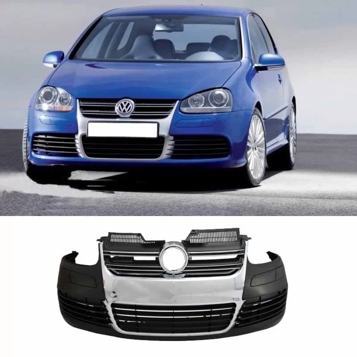 Front Bumper suitable for VW Golf V (5) 03-08 / Jetta 05-10 R32 Look With Chrome Grille