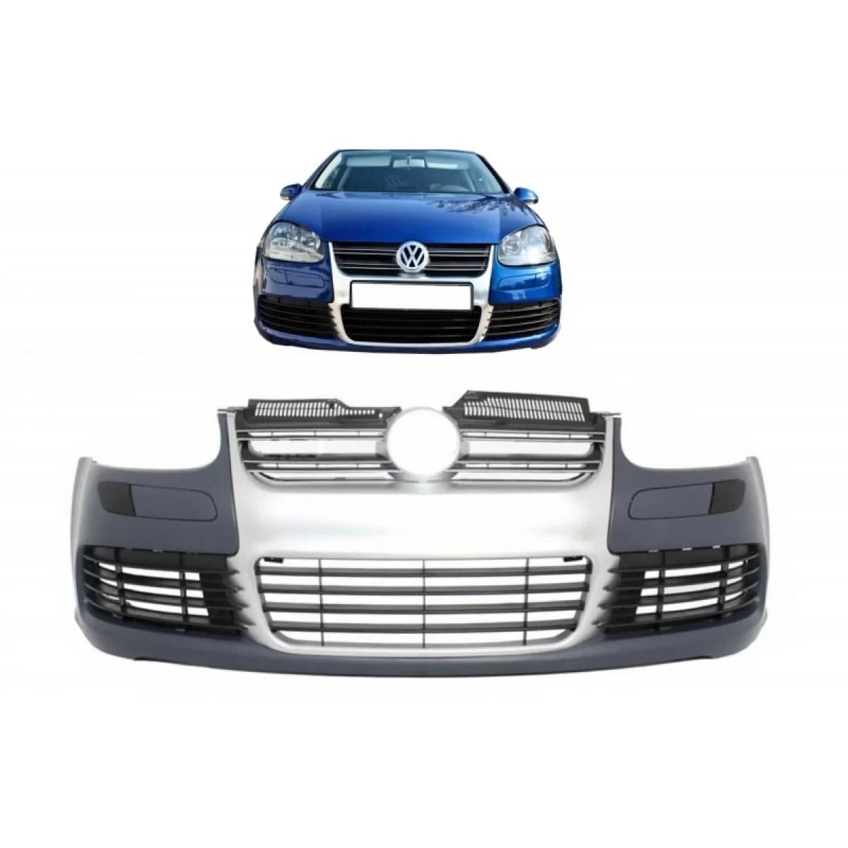 Front Bumper suitable for VW Golf V (5) 03-08 R32 Look Alu Grille Platine