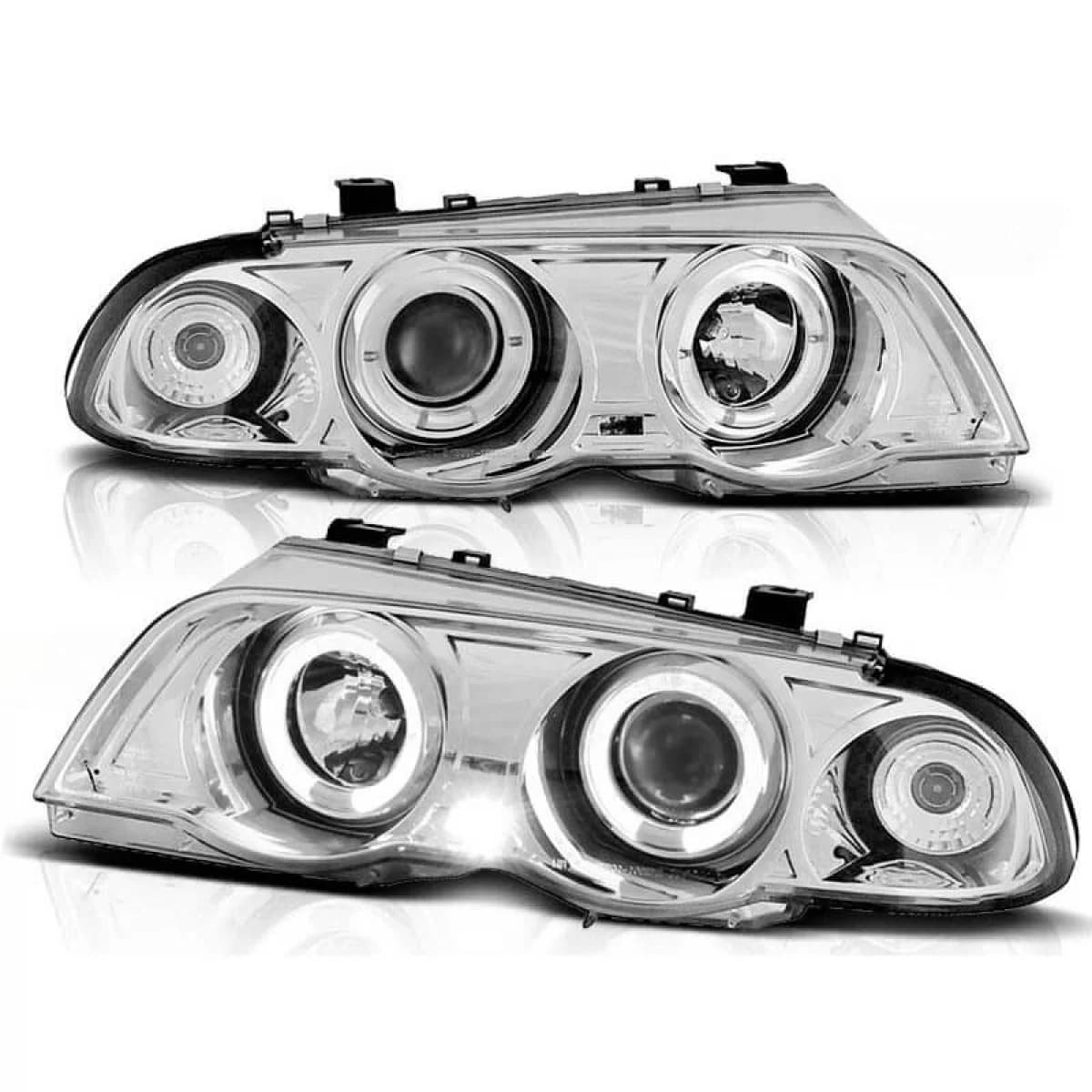 Headlights Set Suitable for BMW 3 E46 Sedan/Caravan 99-01 Angel Eyes Chrome H1/H1 Sonar