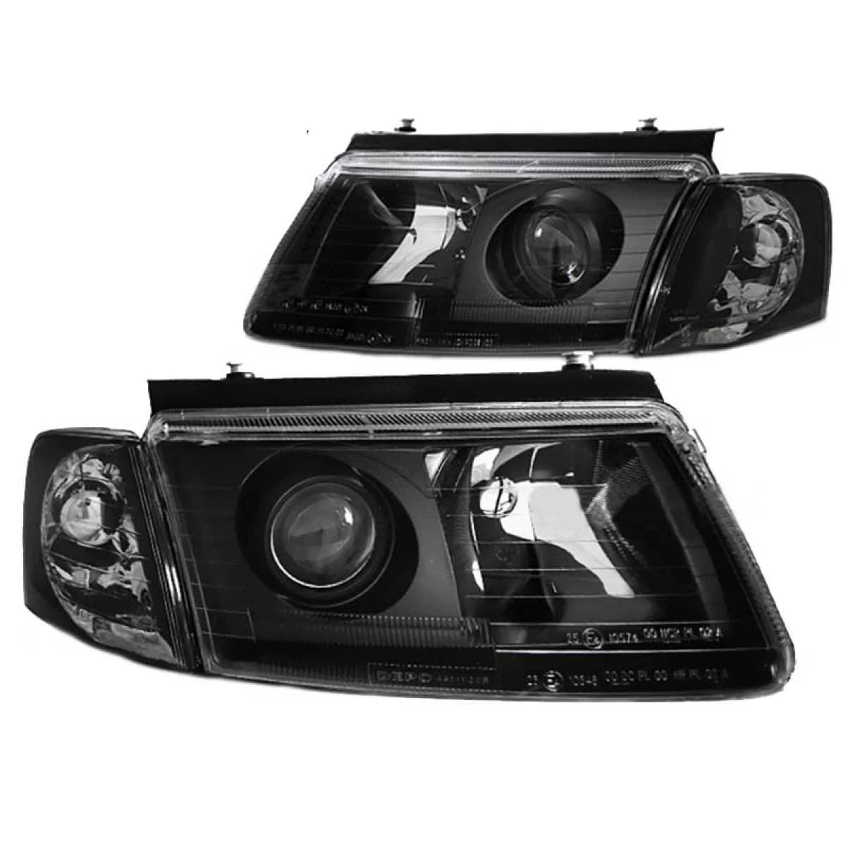 Headlights Set Suitable for VW Passat 3B 96-00 Projectors Black H7/H7 Depo