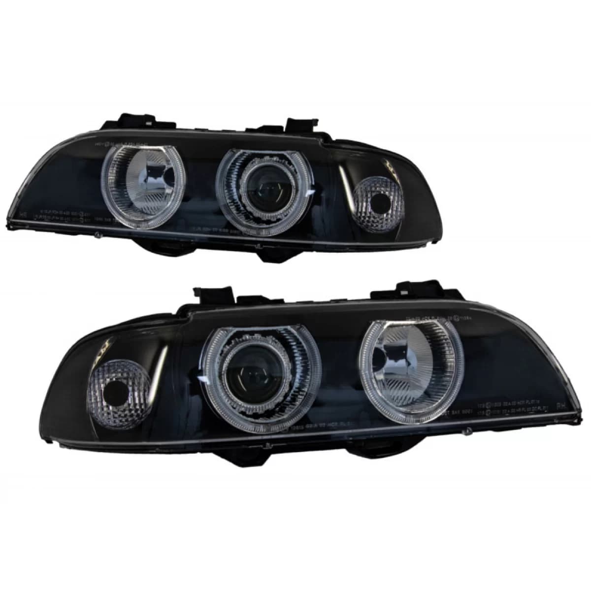 Headlights Set Suitable for BMW 5 E39 95-03 Angel Eyes Facelift LCI Look Black/Grey H7/H7 Manual Carner