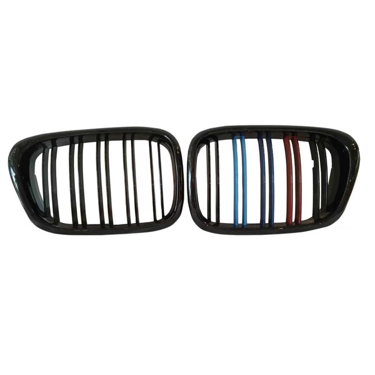 Front Grilles suitable for BMW 5 E39 96-03 M4 Look with Double Grille Tri-color / Glossy Black 2 Pcs