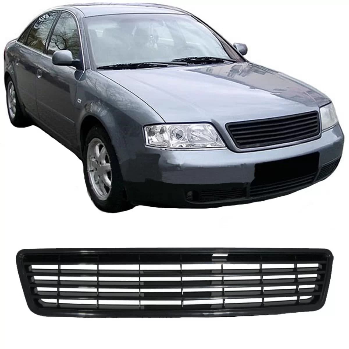 Front Grille suitable for Audi A6 4B C5 97-01 Badgeless Black 1 Pc