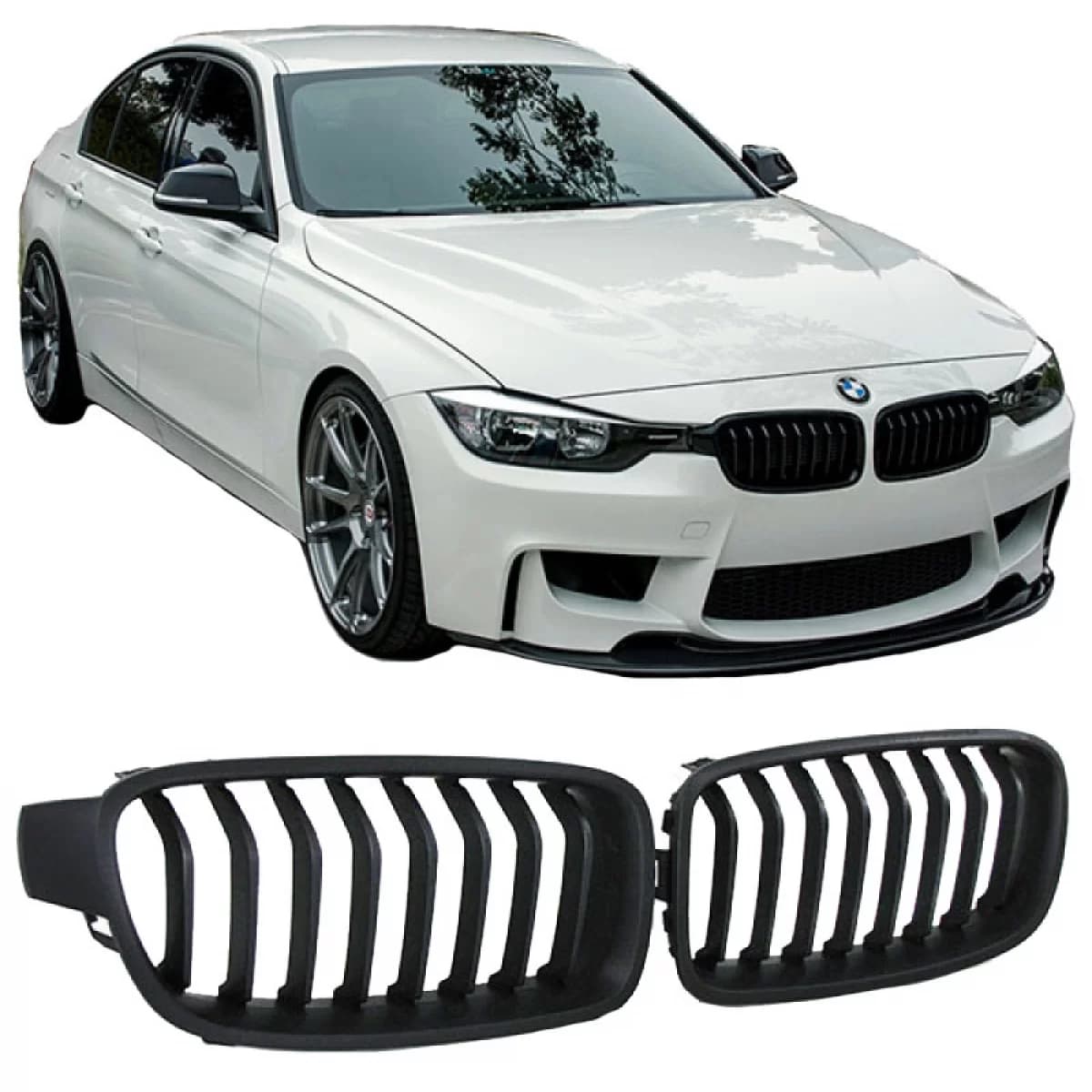 Front Grilles suitable for BMW 3 F30 / F31 11-18 Matte Black 2 Pcs