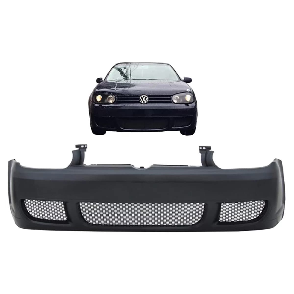 Front Bumper suitable for VW Golf IV (4) 98-03 R32 Look from ABS plastic with plastic mesh
