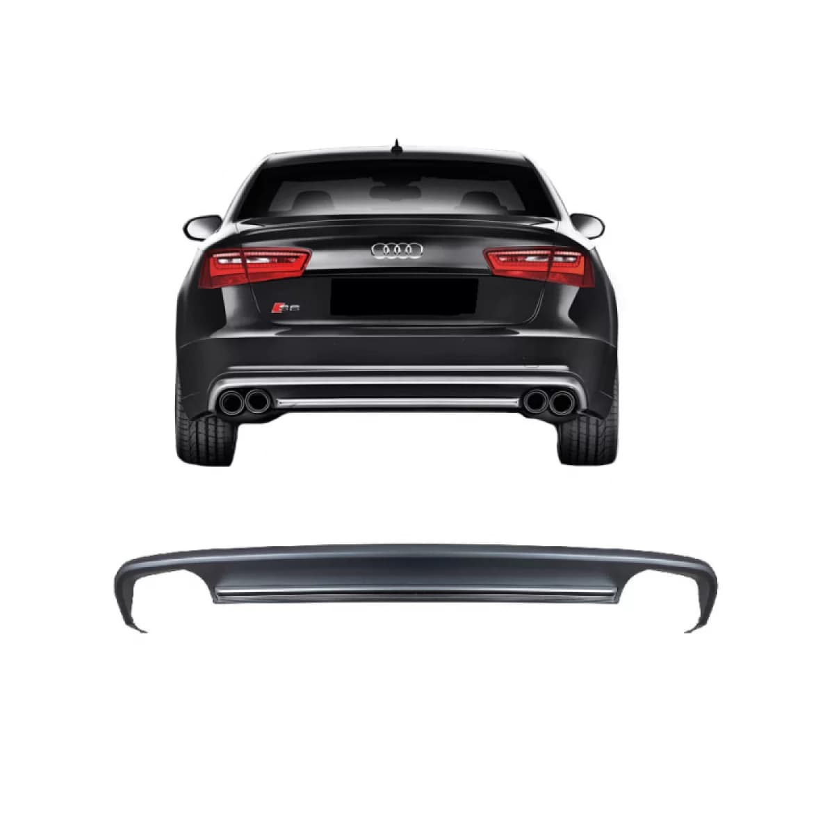 Rear Bumper Diffuser suitable for Audi A6 C7 Pre-Facelift 11-14 Sedan / Avant S6 Look From Abs Plastic 1pc
