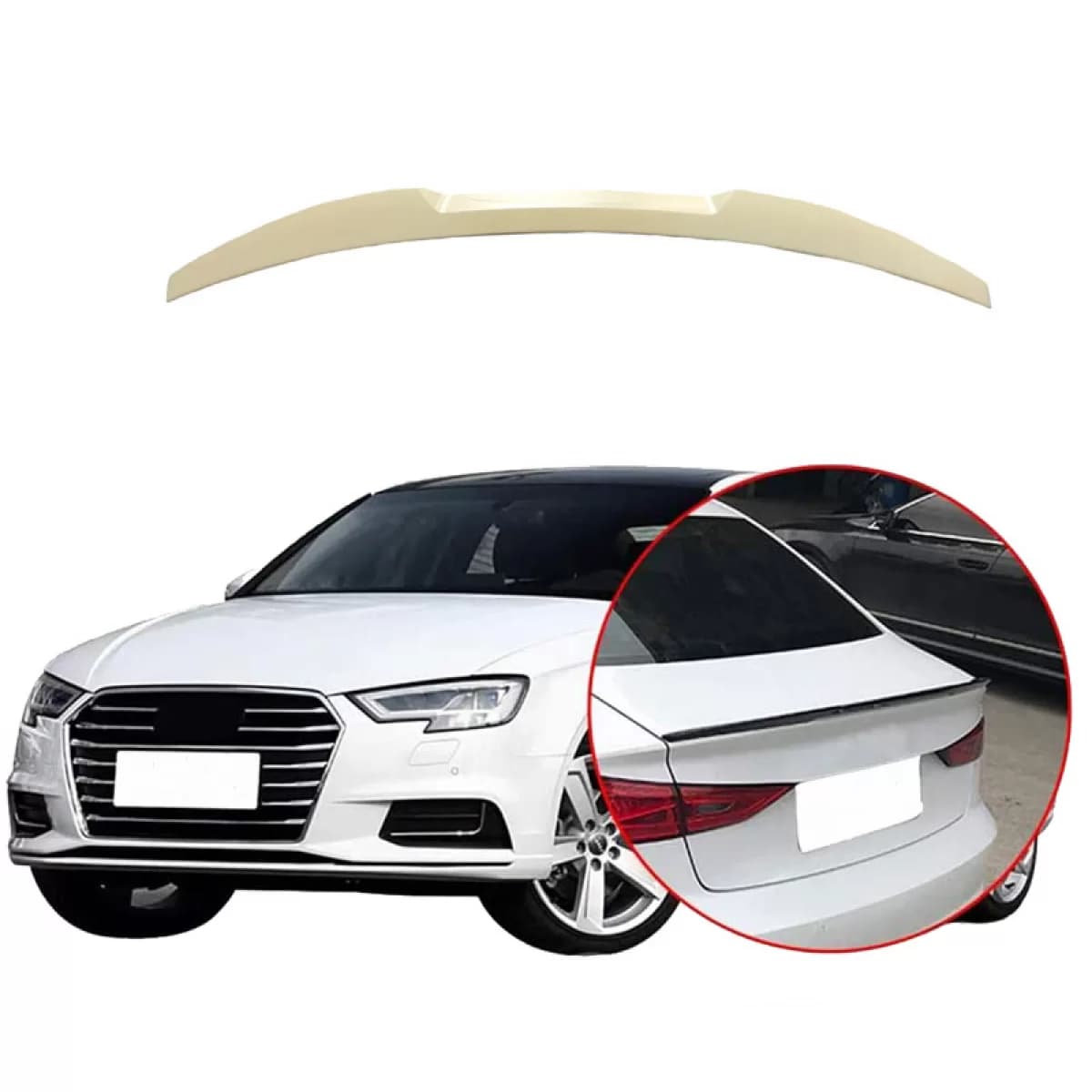 Trunk Spoiler suitable for Audi A3 8VS Sedan / 8V7 Cabrio RS3 Look 12-20 From ABS Plastic