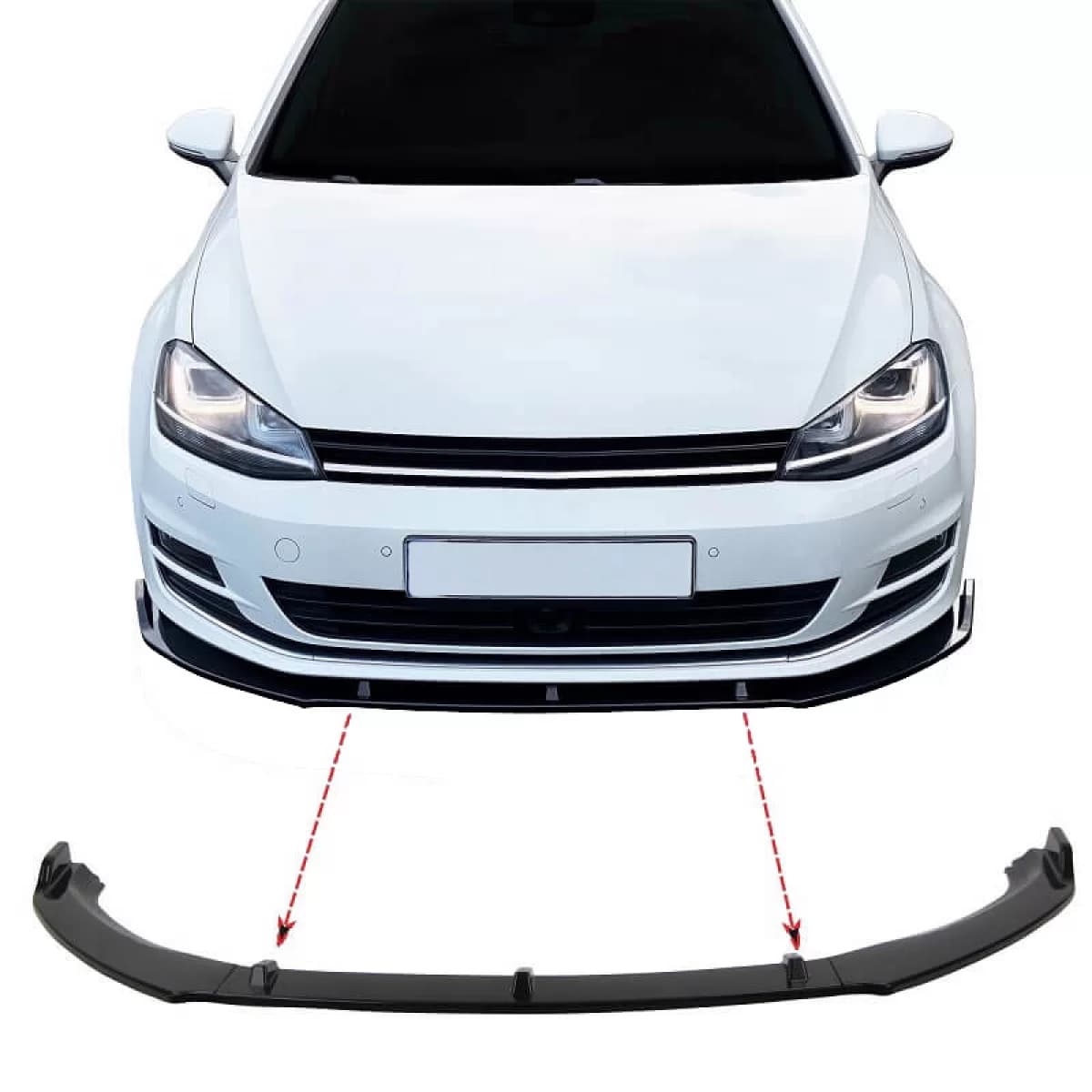Front Spoiler suitable for VW Golf VII (7) 12-20 Standard Bumper Glossy Black 3pc