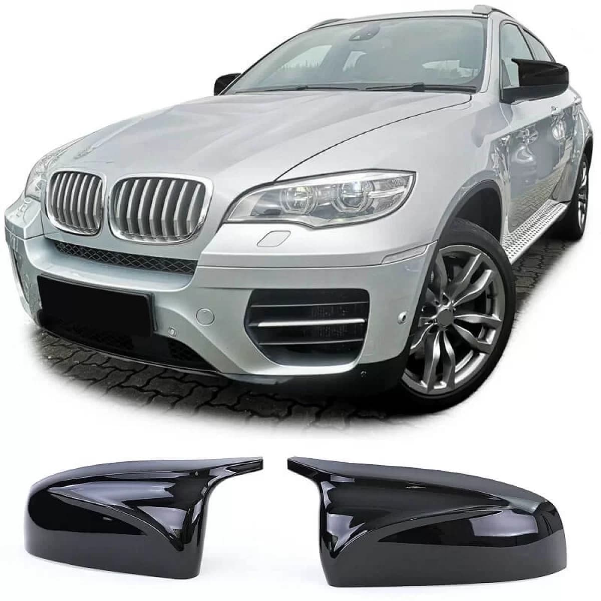 Mirror Covers suitable for BMW X5 E70 06-13 / X6 E71 08-13 M4 Look Glossy Black 2 Pieces