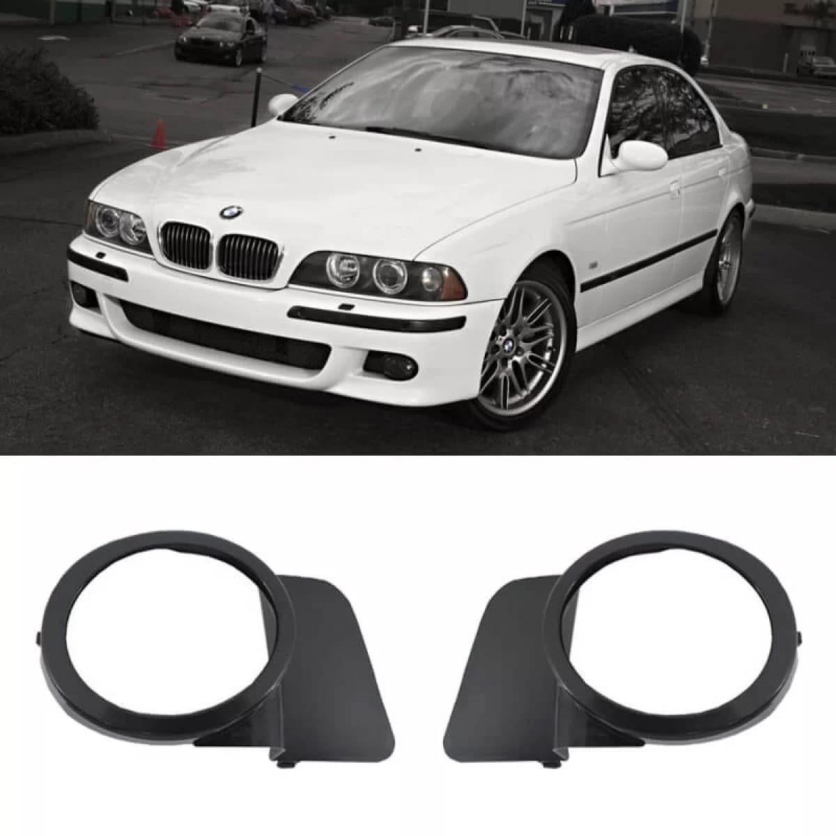 Front Bumper Fog Lamp Cover Side Grill suitable for BMW 5 E39 M5 M-Sport Design 95-03 Black Left & Right 2 Pieces