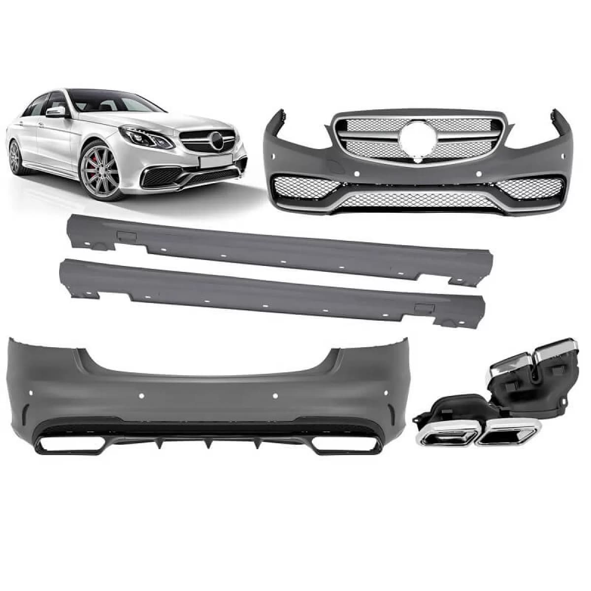 Body Kit suitable for Mercedes-Benz E-Class W212 13-16 Facelift A Design Look With Grill & Exhaust Tips