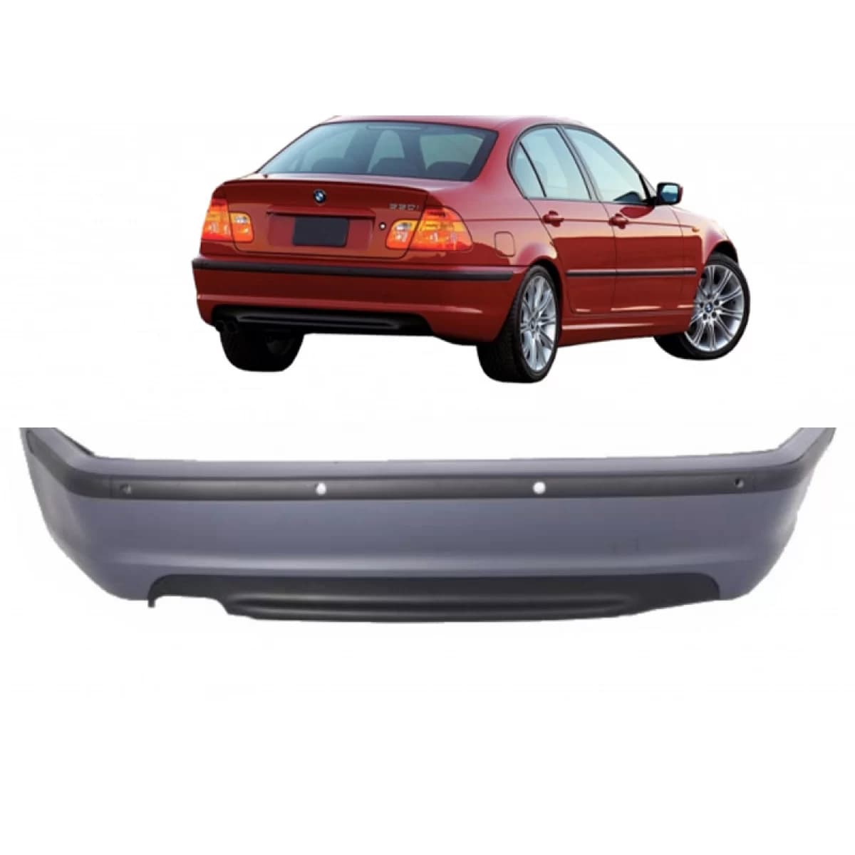 Rear bumper suitable for BMW 3 E46 99-05 Sedan M-Tech with PDC