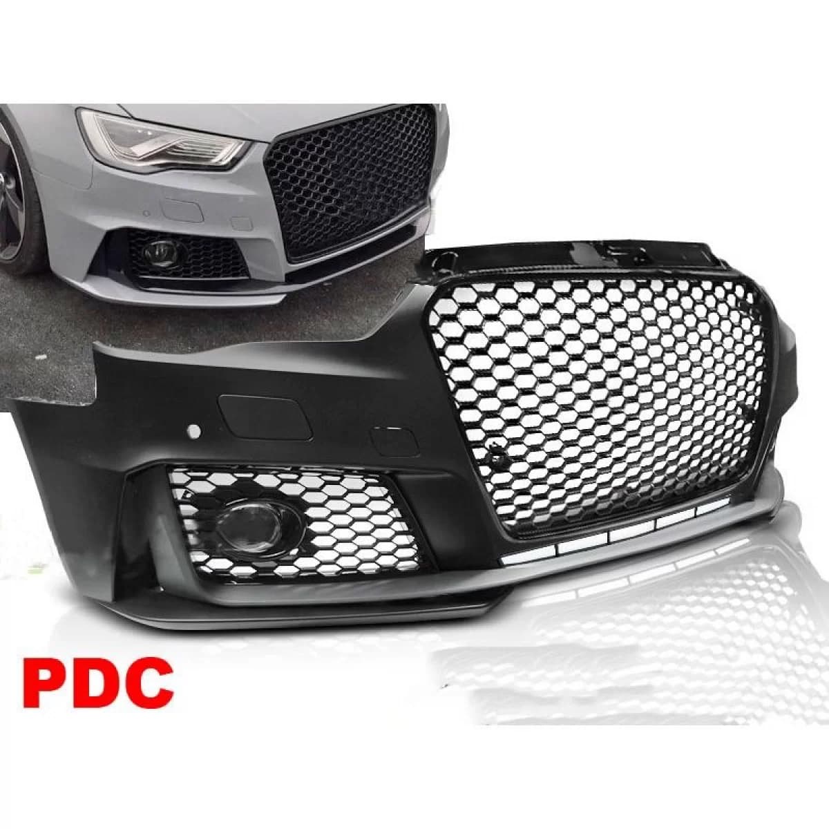 Front Bumper suitable for Audi A3 8V 11-16 Hatchback / Sportback RS3 Look With Grille Glossy Black