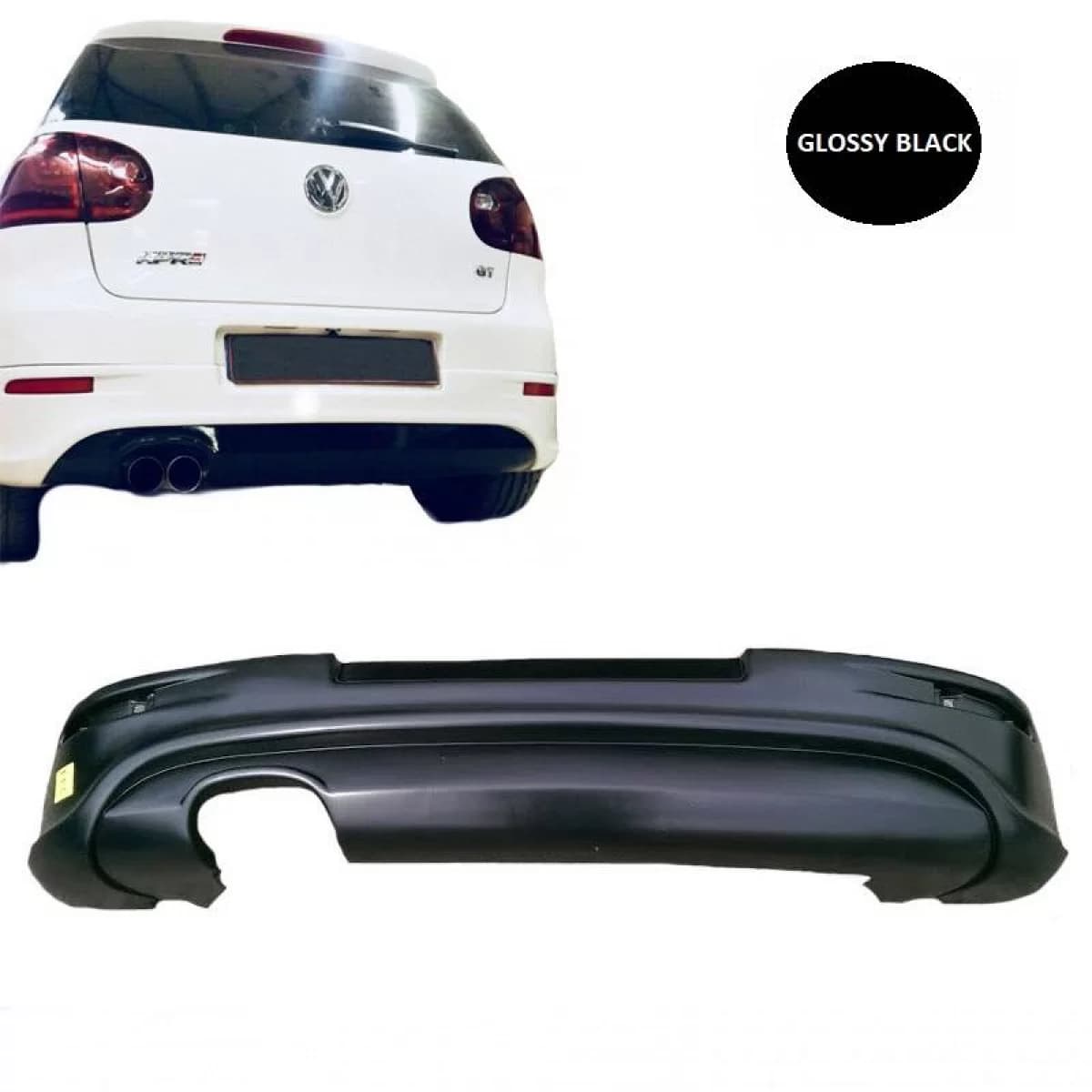 Rear Bumper suitable for VW Golf V (5) 03-08 R32 Look with Left Exhausts Glossy Black from ABS Plastic 1pc