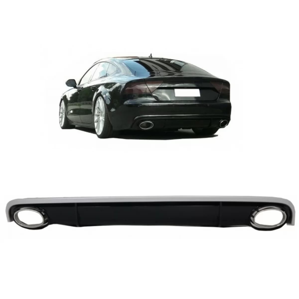 Rear Bumper Diffuser suitable for Audi A7 4G 10-14 RS7 Look Standard Bumper with Exhaust Tips from ABS Plastic
