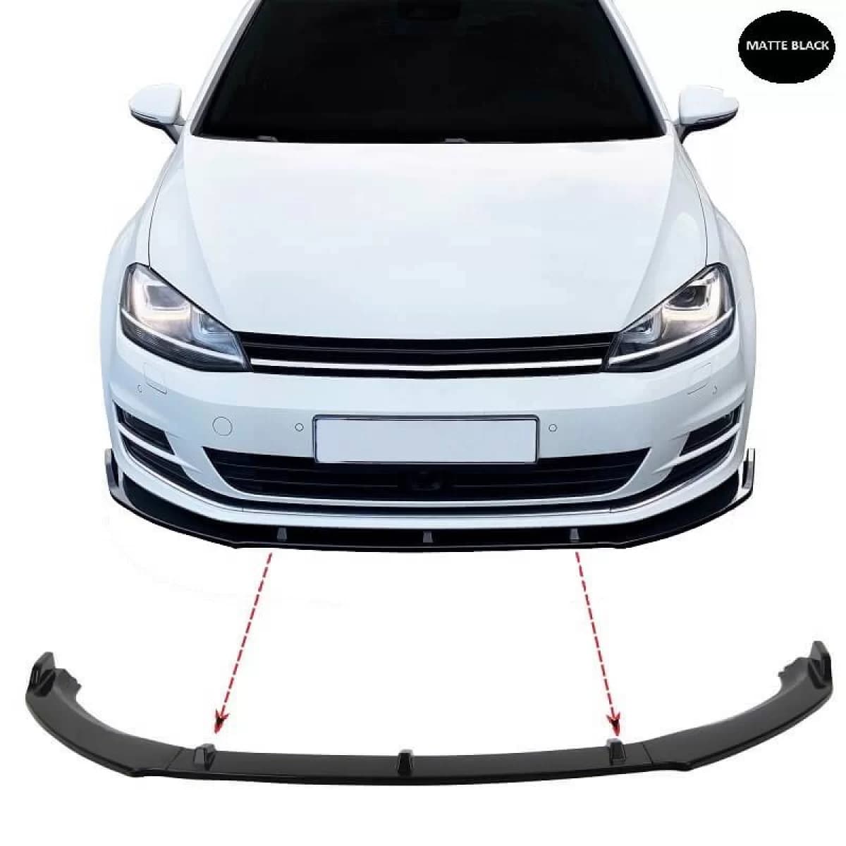 Front Spoiler suitable for VW Golf VII (7) 12-20 Standard Bumper Matt Black 3pc