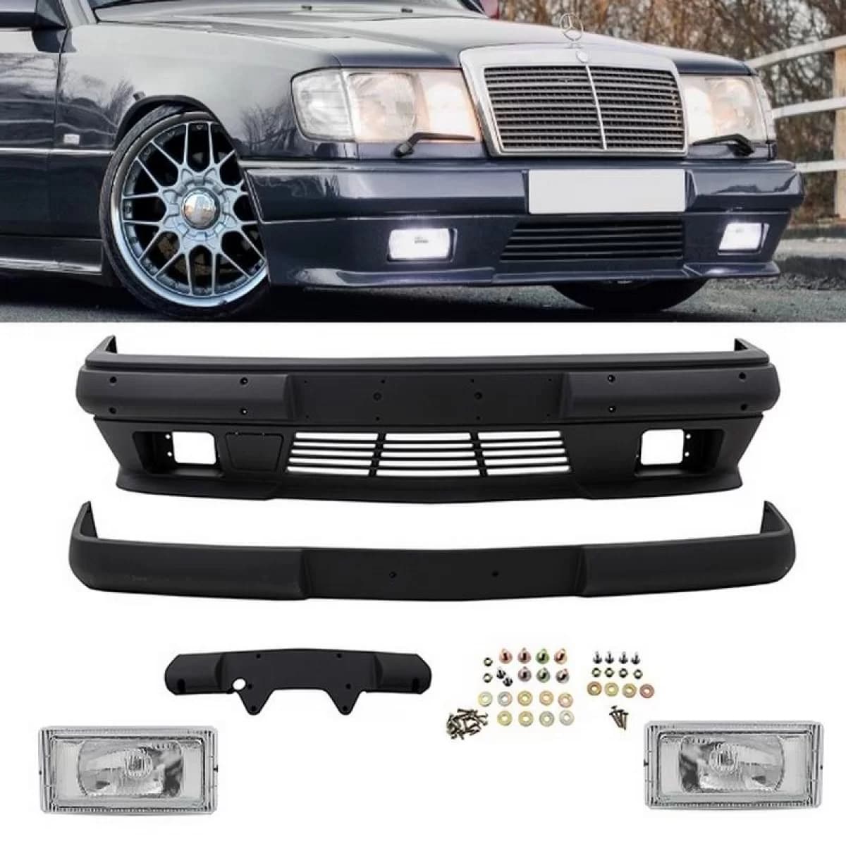 Front Bumper suitable for Mercedes-Benz E-Class W124 85-95 A Design Look with Fog Lights (Euro)
