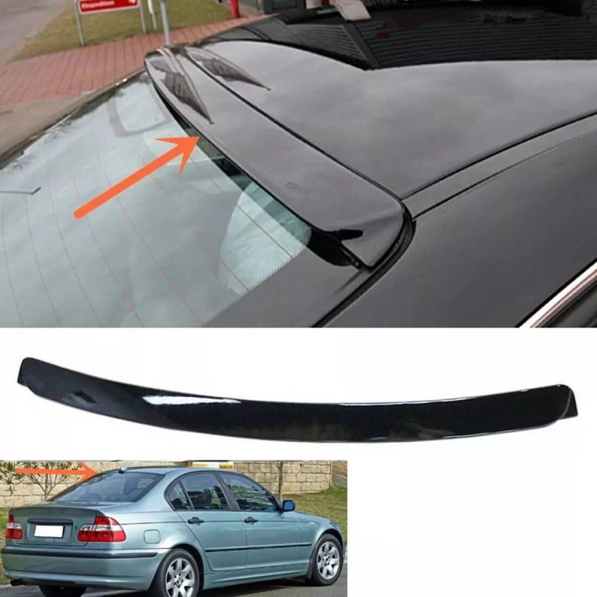 Roof Spoiler suitable for BMW 3 E46 Sedan 99-05 Piano Black ABS Plastic AC Look