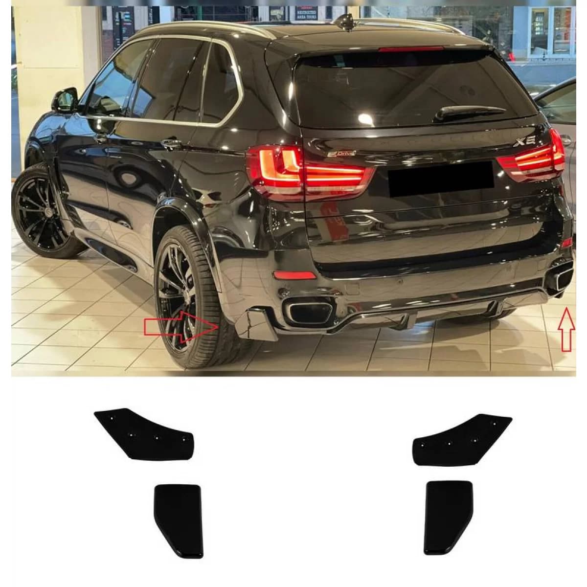 Rear Bumper Side Splitters suitable for BMW X5 F15 13-18 with M-Technik Bumper M Performance Design Design Look