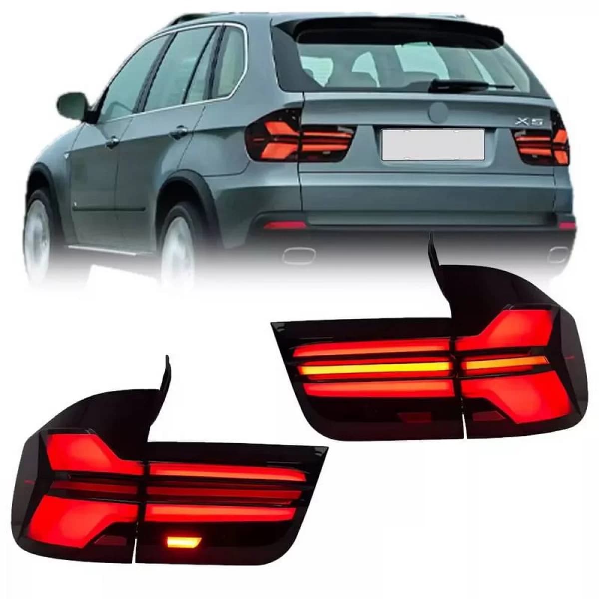 Taillights Set suitable for BMW X5 E70 07-13 LED Bar Upgrade to G05 LCI Look Smoke
