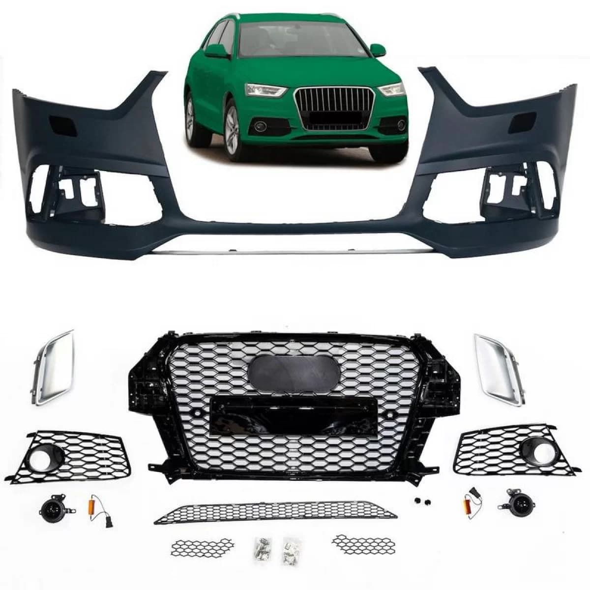 Front Bumper suitable for Audi Q3 8U Pre-Facelift 2011-2015 RSQ3 Look With Grille