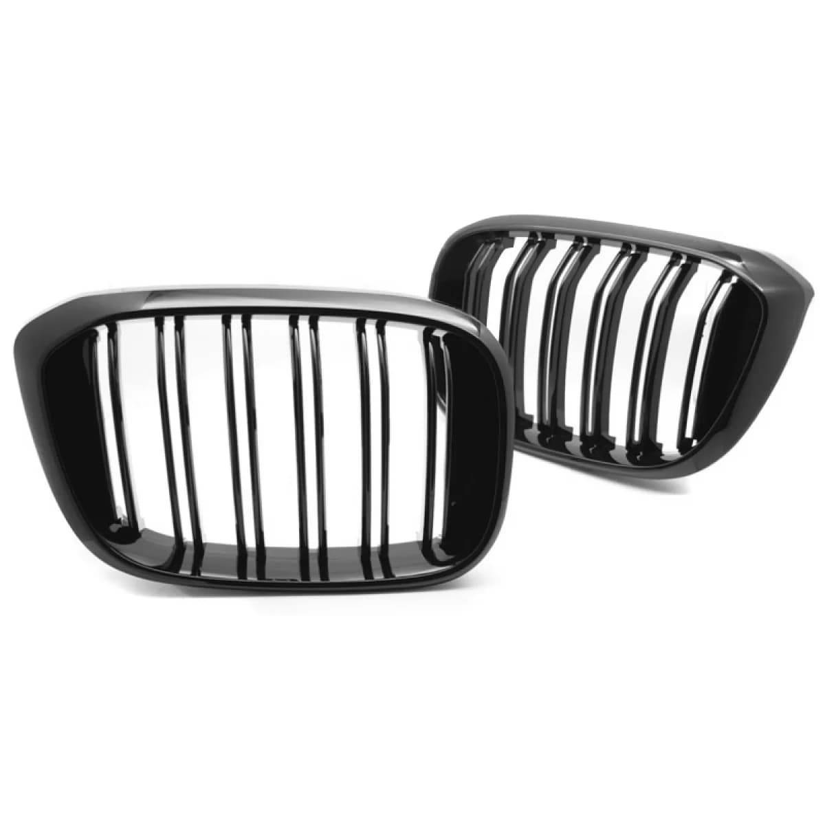 Front Grilles suitable for BMW X3 G01 17-21 X4 G02 Sport Look with Double Grille Glossy Black with 6 Grilles 2 Pcs