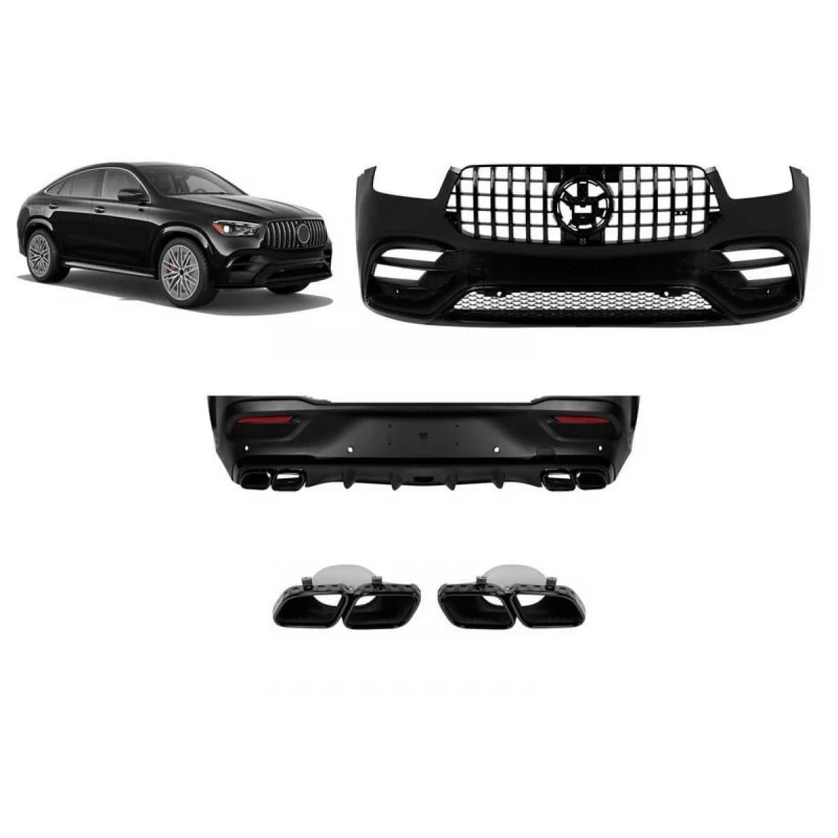 Body kit suitable for Mercedes-Benz GLE Coupe C167 2019-2023 GLE63s A Design Look Black Edition with grille & exhaust tips black