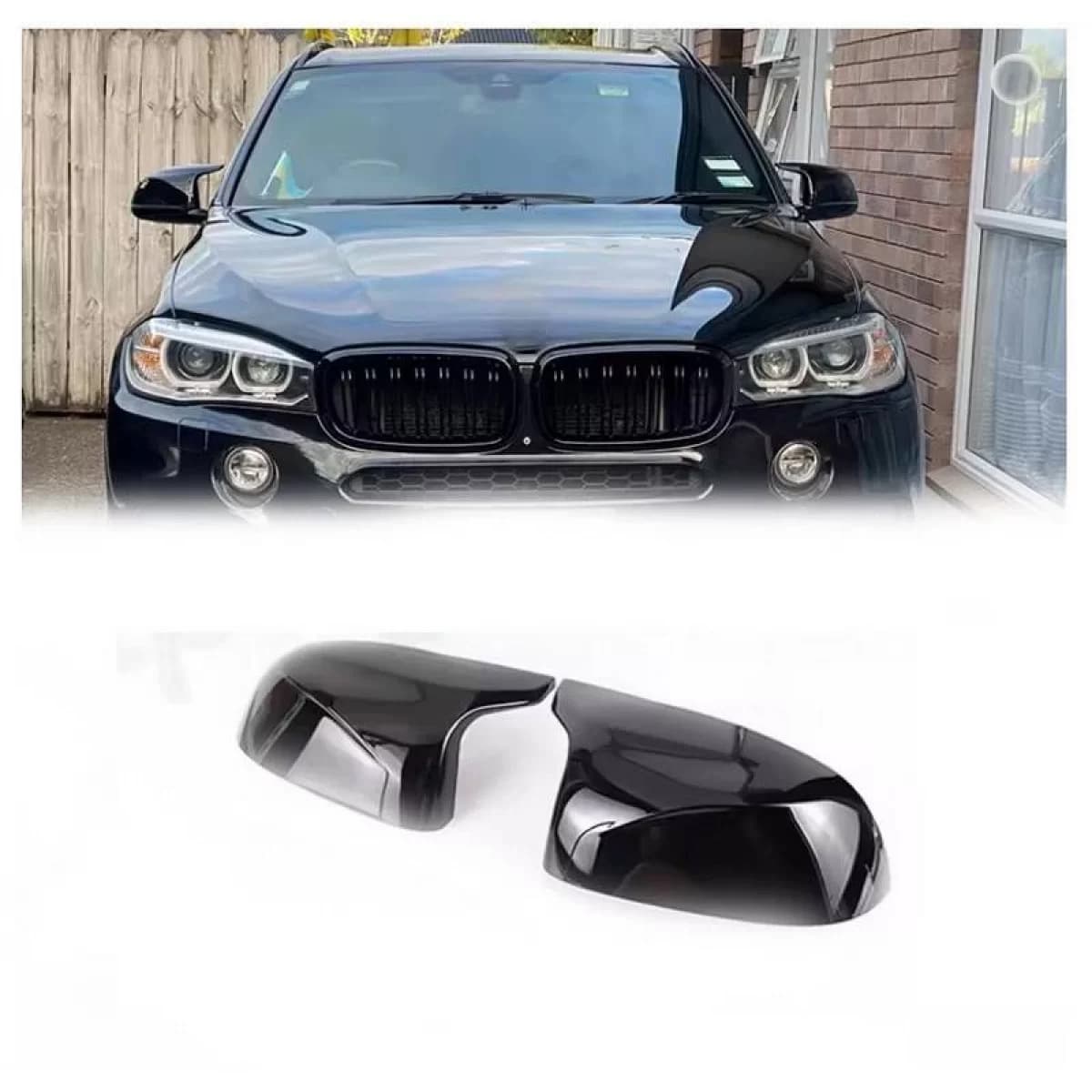 Mirror Covers suitable for BMW X3 F25, X4 F26, X5 F15, X6 F16 XM Look Glossy Black 2 Pieces