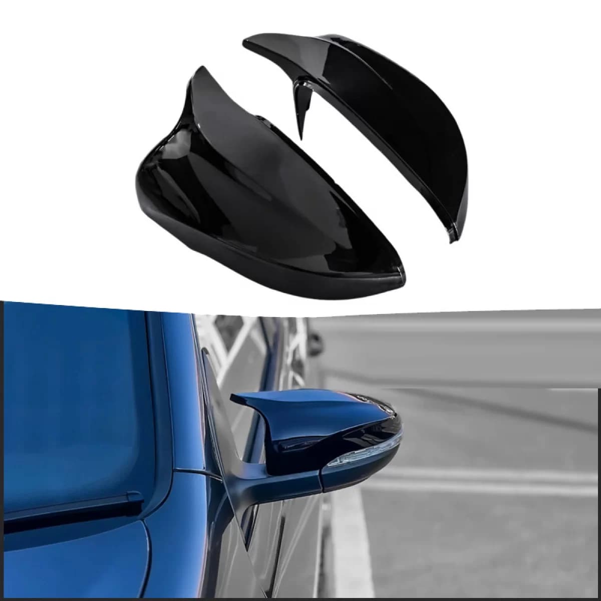 Mirror Covers suitable for VW Golf VI (6) 08-12, Touran 10-15 R Look Clip On Glossy Black 2 Pieces