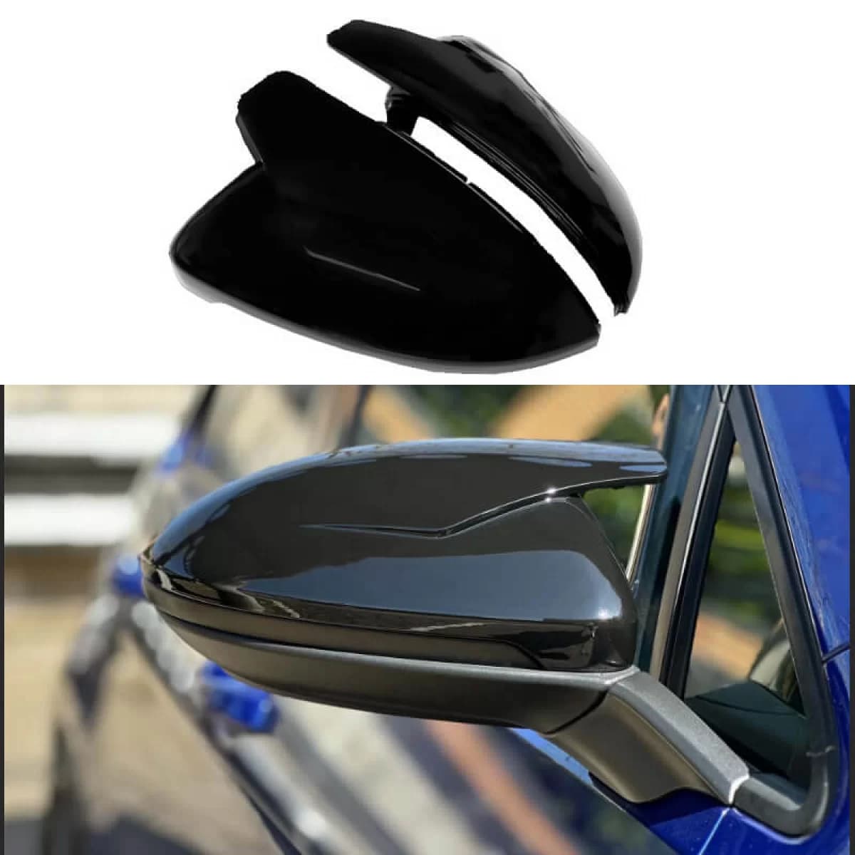 Mirror Covers suitable for VW Golf VII (7) 12-20, Touran 15+ R Look Clip On Glossy Black 2 Pieces