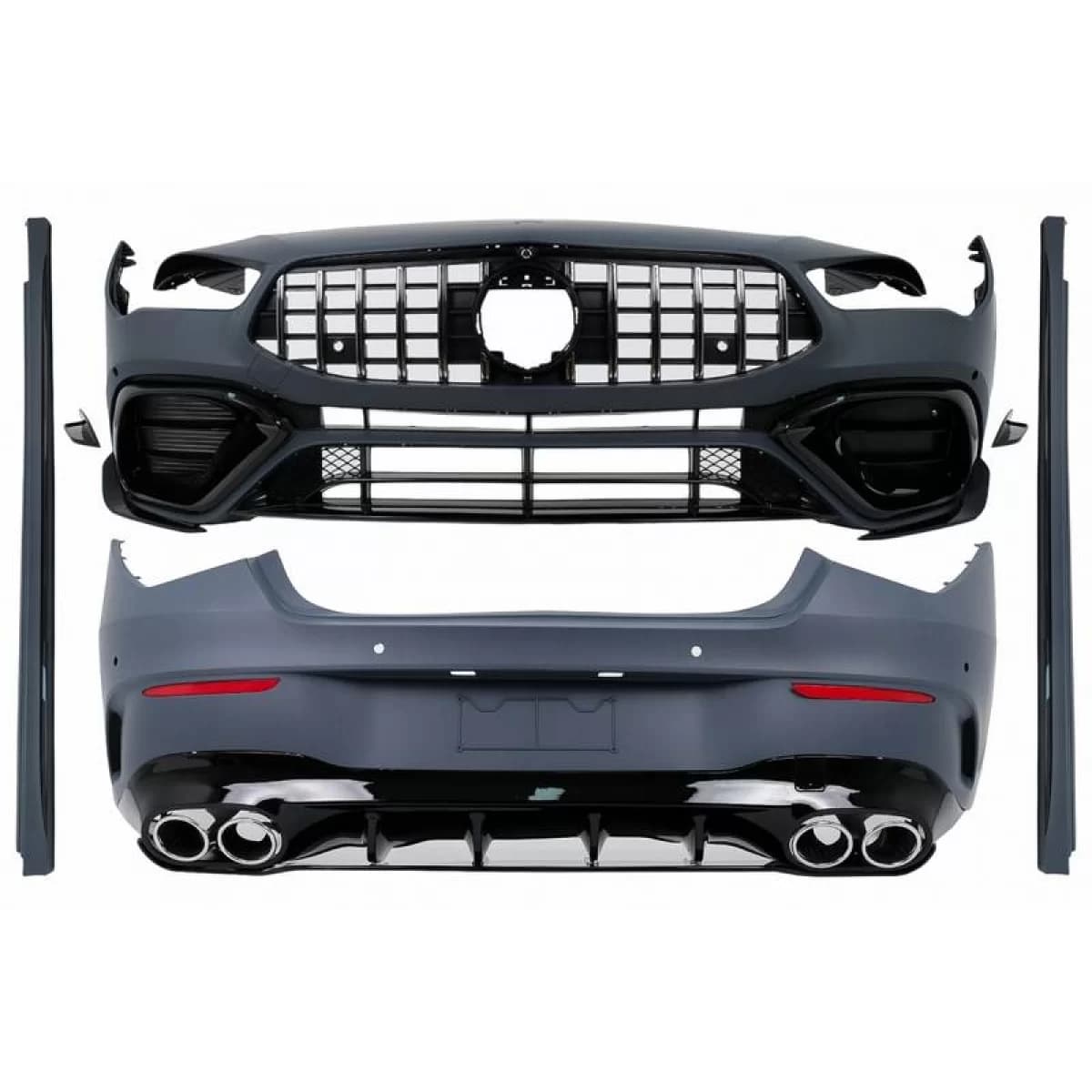 Body kit suitable for Mercedes-Benz CLA C118 Sedan X118 Shooting Brake (2019-up) CLA45s A Design Look With Grille & Exhaust Tips Chrome