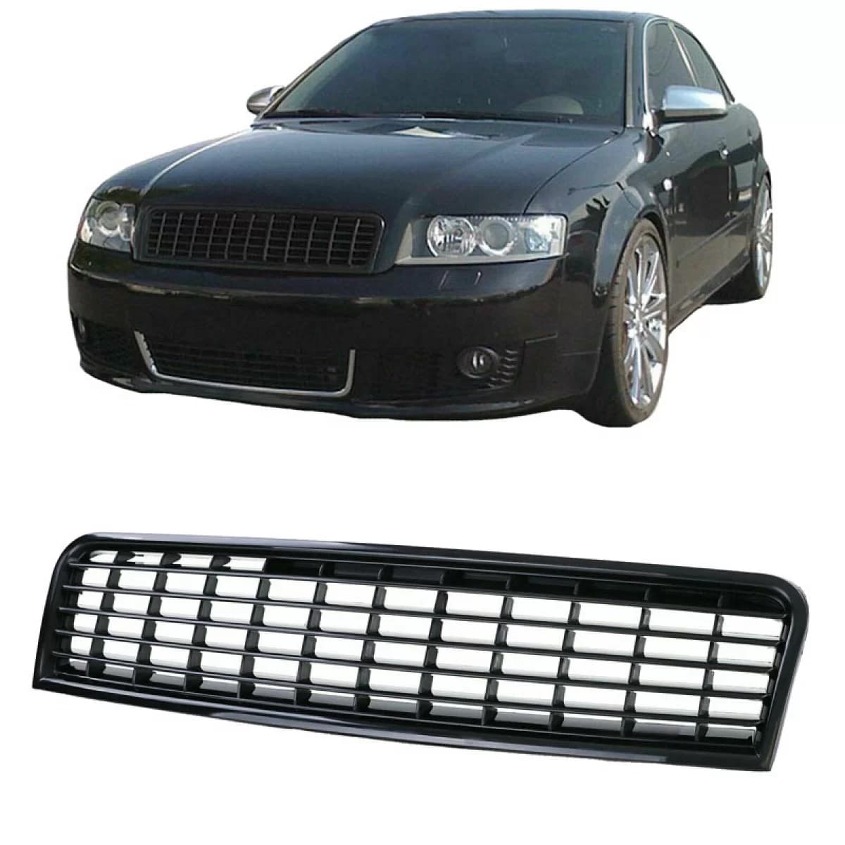 Front Grille suitable for Audi A4 B6 8E 00-04 Badgeless Black Mat 1Pc