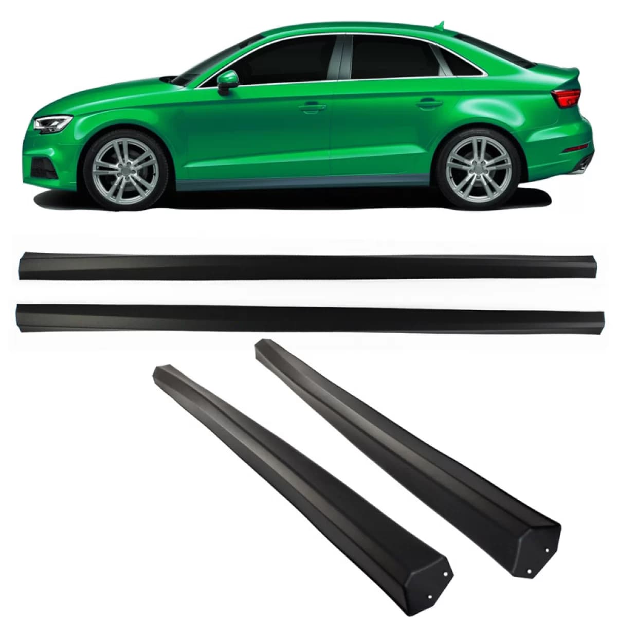 Side Skirts suitable for Audi A3 8V 16-20 Sedan from ABS plastic 2 pcs