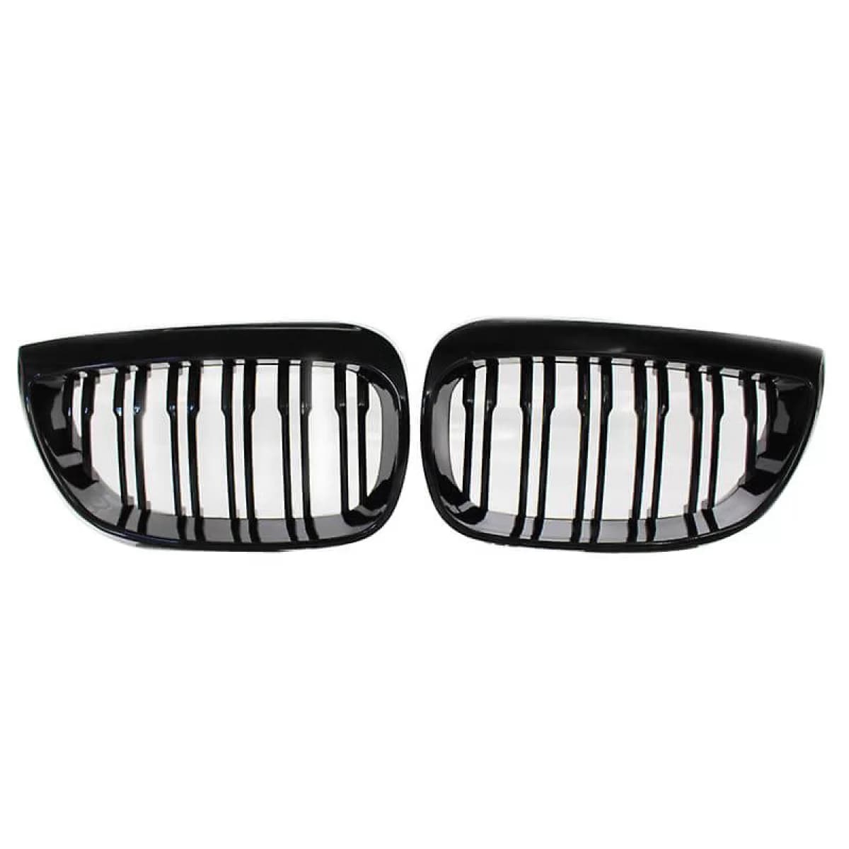 Front Grilles suitable for BMW 1 E87 04-07 M4 Look with 12 Double Grilles Glossy Black 2pcs