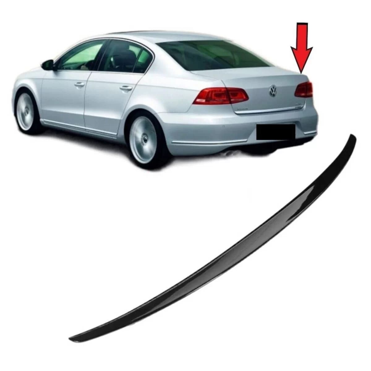 Trunk Spoiler suitable for VW Passat B7 11-15 OEM V2 look Lipspoiler made from ABS plastic glossy black