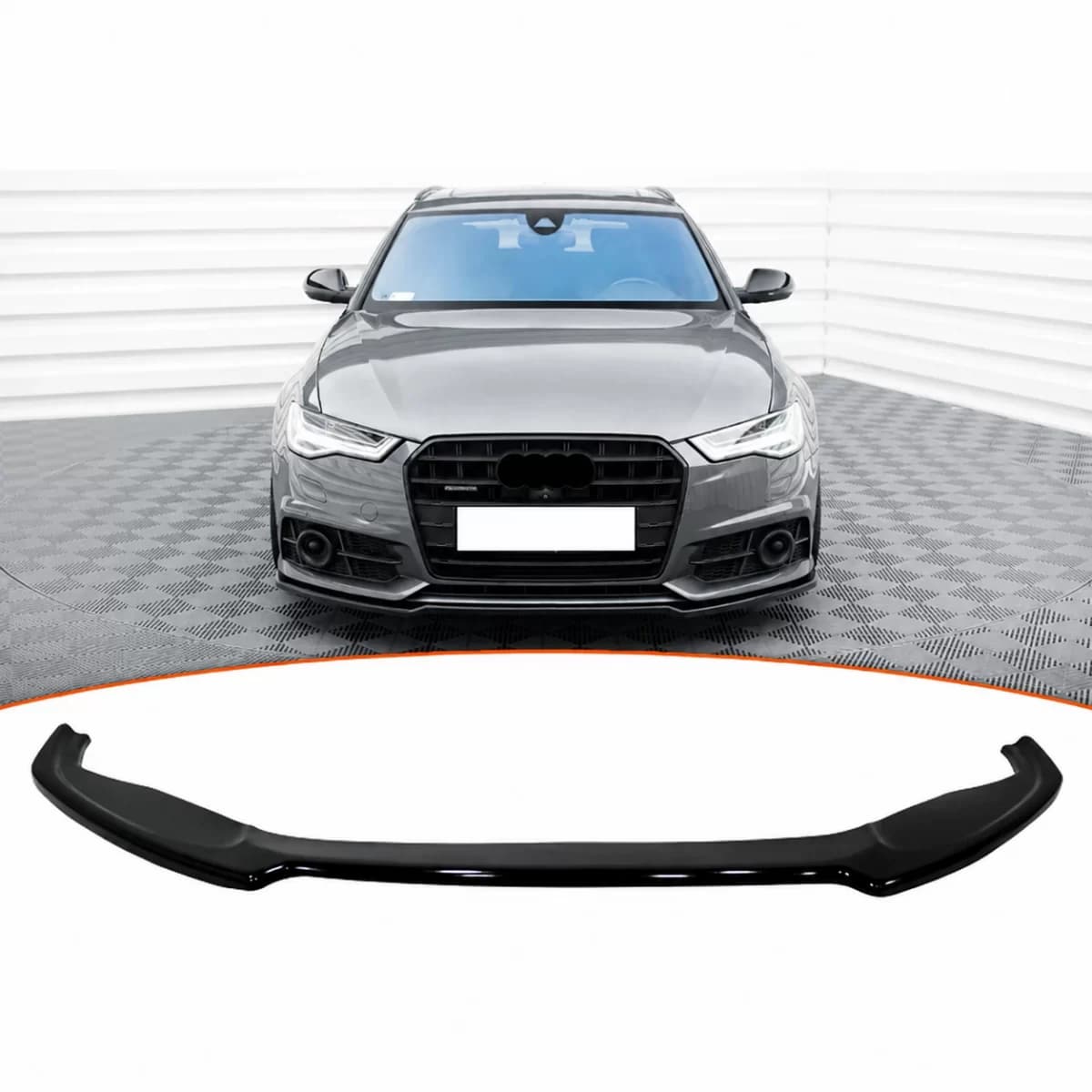 Front spoiler suitable for Audi A6 C7 S6 / S-Line Max V2 black piano lacquer / 2011-2018