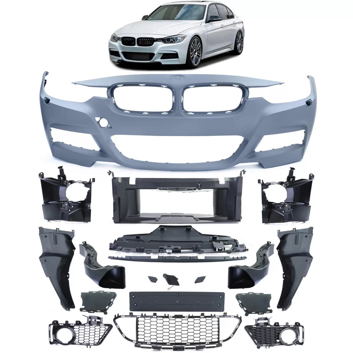 Sport front bumper with grille suitable for 3 Series BMW F30 Sedan F31 Touring 11-15